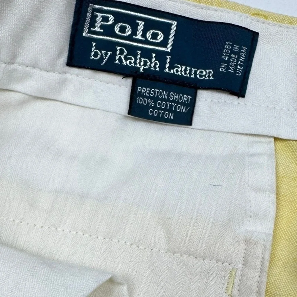 Polo Ralph Lauren Preston Shorts Mens 31 Yellow Cotton Chino Classic Fit Casual
